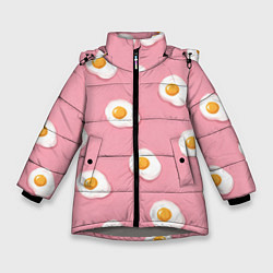 Зимняя куртка для девочки Яичница на розовом фоне