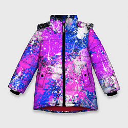 Зимняя куртка для девочки Разбрызганная фиолетовая краска - темный фон