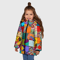 Куртка зимняя для девочки Разноцветные лоскуты, цвет: 3D-черный — фото 2