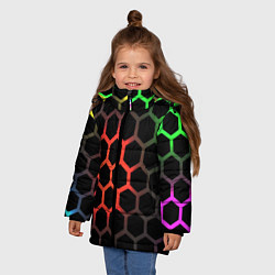 Куртка зимняя для девочки Gradient hexagon genshin, цвет: 3D-светло-серый — фото 2