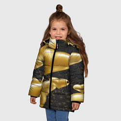 Куртка зимняя для девочки Золотые сердца на день святого валентина фон, цвет: 3D-светло-серый — фото 2