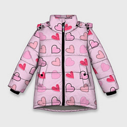 Зимняя куртка для девочки Валентинки на нежно-розовом фоне