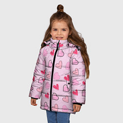 Куртка зимняя для девочки Валентинки на нежно-розовом фоне, цвет: 3D-светло-серый — фото 2