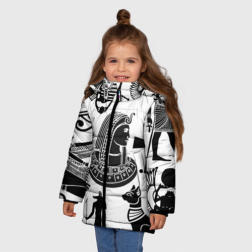 Зимняя куртка для девочки Египетские знаки / 3D-Светло-серый – фото 3