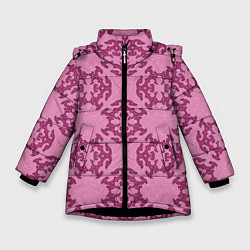 Куртка зимняя для девочки Розовая витиеватая загогулина, цвет: 3D-черный