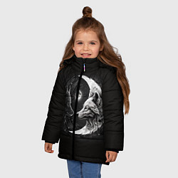 Куртка зимняя для девочки Волки инь-янь луна, цвет: 3D-черный — фото 2