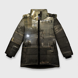 Куртка зимняя для девочки STALKER Одиночка и бармен, цвет: 3D-черный
