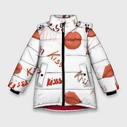 Куртка зимняя для девочки Поцелуйчики, цвет: 3D-красный