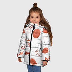 Куртка зимняя для девочки Поцелуйчики, цвет: 3D-красный — фото 2