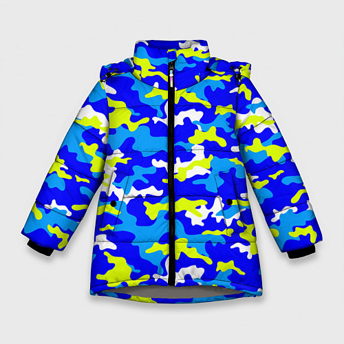 Зимняя куртка для девочки Камуфляж яркое лето / 3D-Светло-серый – фото 1