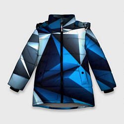 Куртка зимняя для девочки Абстрактные грани текстура, цвет: 3D-светло-серый