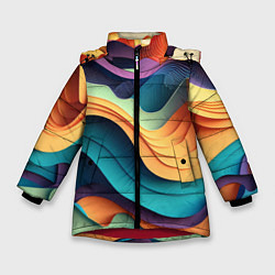 Зимняя куртка для девочки Цветной рельеф