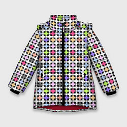 Зимняя куртка для девочки Разноцветный геометрический рисунок