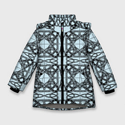 Куртка зимняя для девочки Трилистник орнамент в круге, цвет: 3D-светло-серый