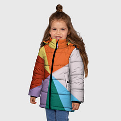 Куртка зимняя для девочки Разноцветные пересекающиеся треугольники, цвет: 3D-светло-серый — фото 2