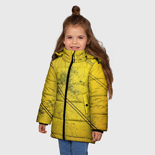 Зимняя куртка для девочки Абстрактная ярко-золотая текстура / 3D-Черный – фото 3