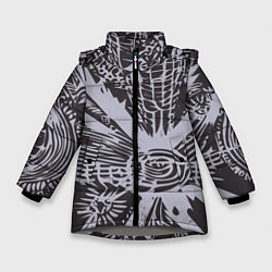 Куртка зимняя для девочки Графическая фантазия абстракт, цвет: 3D-светло-серый
