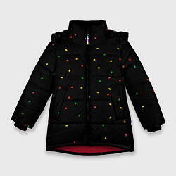 Куртка зимняя для девочки Абстракция листья, цвет: 3D-красный
