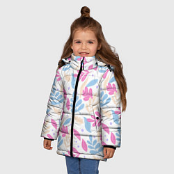 Куртка зимняя для девочки Принт из листьев, цвет: 3D-светло-серый — фото 2