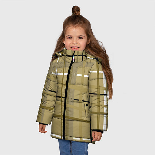 Зимняя куртка для девочки Светлый квадрат / 3D-Черный – фото 3