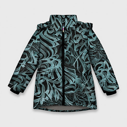 Зимняя куртка для девочки Каллиграфический / 3D-Светло-серый – фото 1
