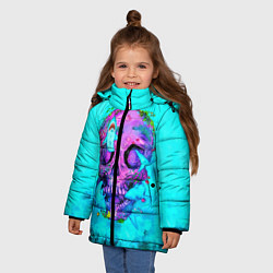 Куртка зимняя для девочки Череп с акулами, цвет: 3D-красный — фото 2