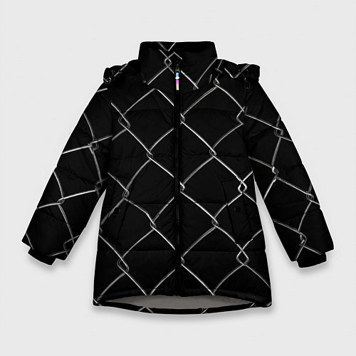 Зимняя куртка для девочки Плетеный забор / 3D-Светло-серый – фото 1