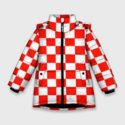 Куртка зимняя для девочки Узор из квадартов, цвет: 3D-черный