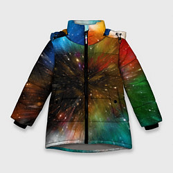 Зимняя куртка для девочки Бескрайний космос - неон