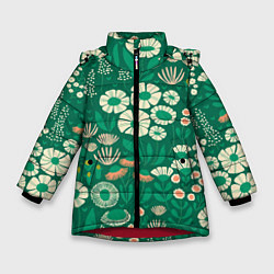 Куртка зимняя для девочки Поле цветов, цвет: 3D-красный