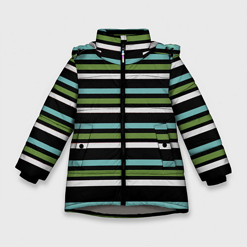 Зимняя куртка для девочки Абстрактные тёмные полосы / 3D-Светло-серый – фото 1
