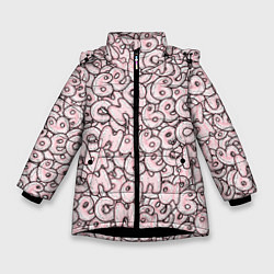 Куртка зимняя для девочки Буквы: весна, цвет: 3D-черный
