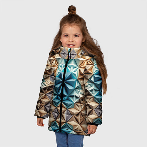 Зимняя куртка для девочки Бумажный футуризм / 3D-Черный – фото 3