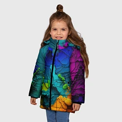 Куртка зимняя для девочки Взрыв красок, цвет: 3D-черный — фото 2