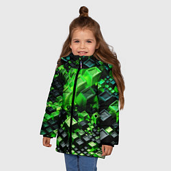 Куртка зимняя для девочки Броня крипера из майнкрафт, цвет: 3D-черный — фото 2