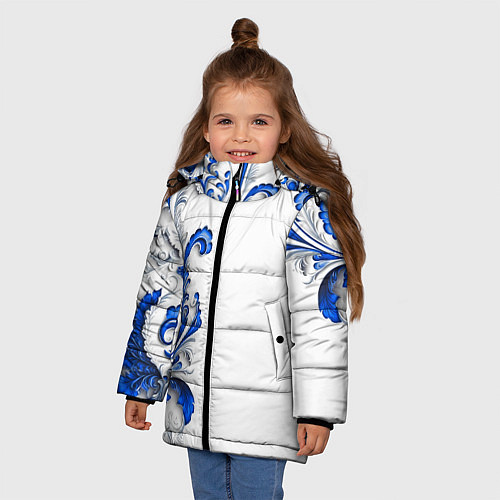 Зимняя куртка для девочки Русские узоры / 3D-Светло-серый – фото 3