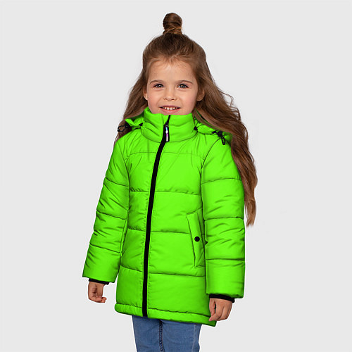 Зимняя куртка для девочки Кислотный зеленый / 3D-Черный – фото 3