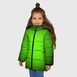 Куртка зимняя для девочки Кислотный зеленый с градиентом, цвет: 3D-черный — фото 2
