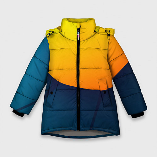 Зимняя куртка для девочки Двойной цвет: жёлтый и синий / 3D-Светло-серый – фото 1
