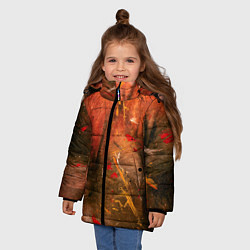 Куртка зимняя для девочки Абстрактный красный туман и краски, цвет: 3D-черный — фото 2