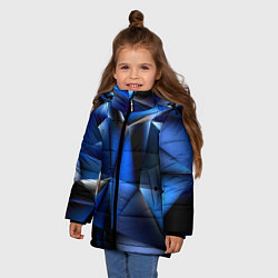 Куртка зимняя для девочки Polygon blue abstract, цвет: 3D-светло-серый — фото 2