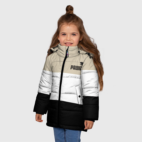 Зимняя куртка для девочки Раша и медведь / 3D-Черный – фото 3