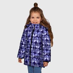 Куртка зимняя для девочки Фиолетовая геометрия Ретро паттерн, цвет: 3D-светло-серый — фото 2