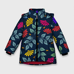 Зимняя куртка для девочки Листья и цветы