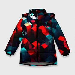 Зимняя куртка для девочки Digital abstract cube