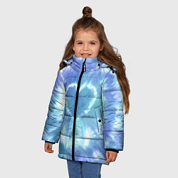 Куртка зимняя для девочки Сердце - тай-дай - голубой, цвет: 3D-светло-серый — фото 2