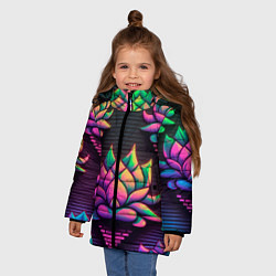 Куртка зимняя для девочки Неоновый лотос, цвет: 3D-светло-серый — фото 2