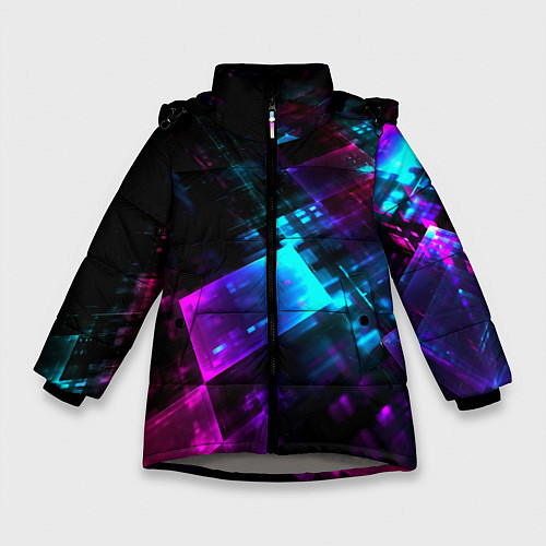 Зимняя куртка для девочки Неоновый киберпанк / 3D-Светло-серый – фото 1