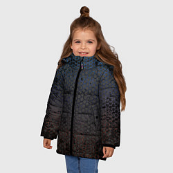 Куртка зимняя для девочки Грязный блестящий гексаэдр патттерн, цвет: 3D-черный — фото 2
