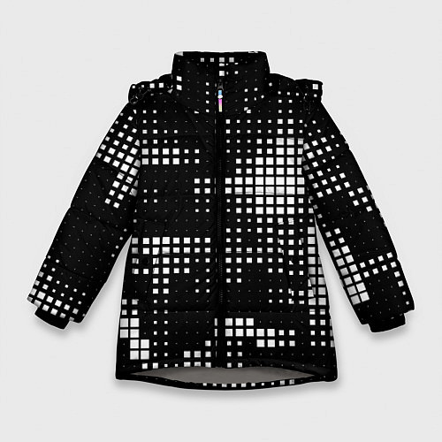 Зимняя куртка для девочки Pixel art - abstraction / 3D-Светло-серый – фото 1